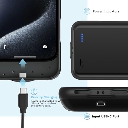 Battery Case for iPhone 15 Pro Max (6.7 inch), 13800mAh [High Capacity] 2026 Upgraded Portable Battery Charging Charger Case, Rechargeable Battery Back with Tempered Glass Screen Protector,Black - size: for iPhone 15 Pro Max (6.7 inch)