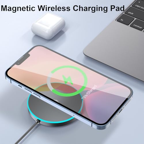 for MagSafe Charger, Magnetic Wireless Charging Pad for iPhone 17/17 Pro/17 Pro Max/Air/16 15 14 13 12 Pro Max Plus mini & AirPods 2 3 Pro, Strong Magnet, USB-C/A Ports (Black-V2) - color: Black-V2