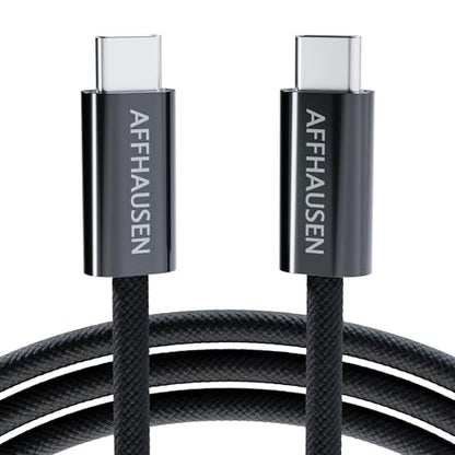 AFFHAUSEN USB-C to USB-C Cable 7ft (2.1m), 240W, Braided Black - color: Black