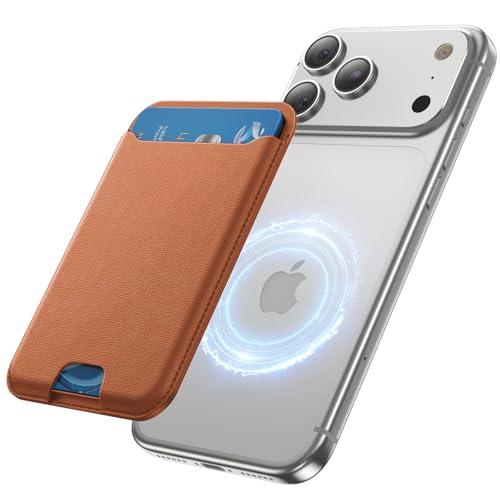 TWZKG for MagSafe Wallet, 3 Cards Holder, Slim Magnetic Phone Wallet for iPhone 17/16/15/14/13/12 Pro Max Plus Air Series,RFID Blocking Vegan Leather,Brown - color: Brown