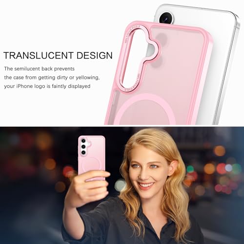 BENTOBEN Magnetic for Samsung Galaxy S24 Plus Case [Compatible with Magsafe] Translucent Matte Slim Thin Shockproof Anti-Yellow Women Men Protective Phone Cover for Galaxy S24 Plus 6.7", Tender Pink - color: Tender Pink