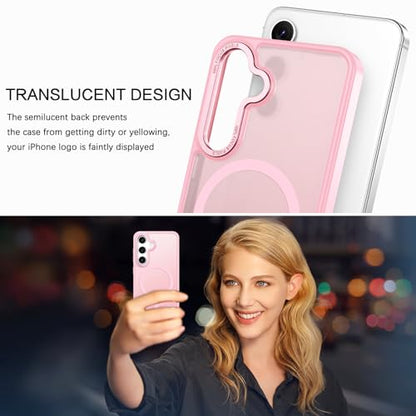 BENTOBEN Magnetic for Samsung Galaxy S24 Plus Case [Compatible with Magsafe] Translucent Matte Slim Thin Shockproof Anti-Yellow Women Men Protective Phone Cover for Galaxy S24 Plus 6.7", Tender Pink - color: Tender Pink
