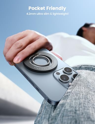 Lamicall Magnetic Phone Ring Grip for MagSafe, 360° Rotation Finger Holder - color: Misty Black