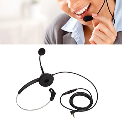 H360-3.5VA Single Sided Headset, Corded Monaural Headset with Noise Canceling Mic, Volume Adjustment and 4 x 3.5mm Elbow Plugs for Call Centers, Office and Home Use