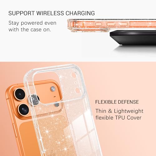 YINLAI Compatible with iPhone 17 Pro Max Case 6.9-Inch,Crystal Sparkle Anti-Yellowing Upgraded Full Camera Protection Supports Wireless Charging Slim Shockproof Protective Phone Cover (Clear Glitter) - color: Clear Glitter, size: iPhone 17 Pro Max 6.9"