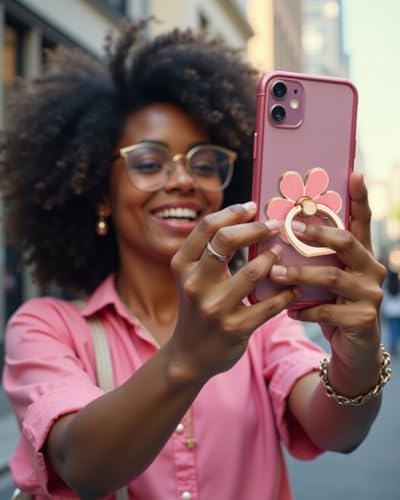 NXVX Phone Ring Holder, Pink 360° Rotating Finger Grip & Kickstand - color: pink