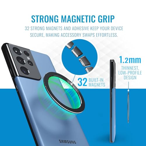 Naztech MagUp MagSafe Adapter - Universal Magnetic Phone Ring for Android & iPhone, Phone Magnet for Wireless Charging, Compatible with Any Qi-Enabled Case, 2 Pack