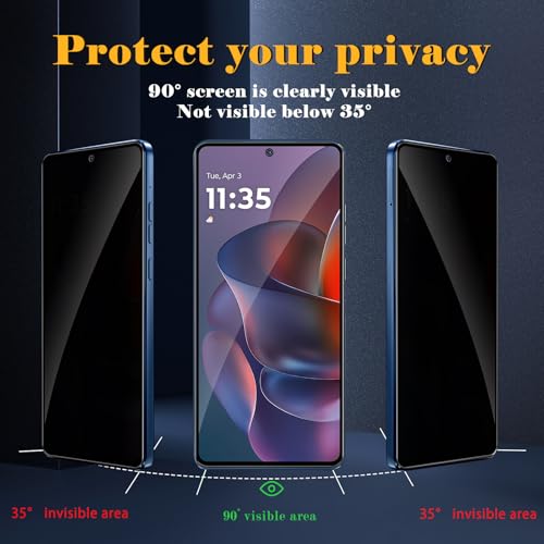 2 Pack Privacy Screen Protector for Motorola Moto G Stylus 2026 2025 / Motorola Moto Edge 60 Stylus, Tempered Glass Film full Coverage Anti Scratch, Anti-Spy, 9H Hardness, Bubble Free - size: Motorola G Stylus 2026&2025 / Edge 60 Stylus
