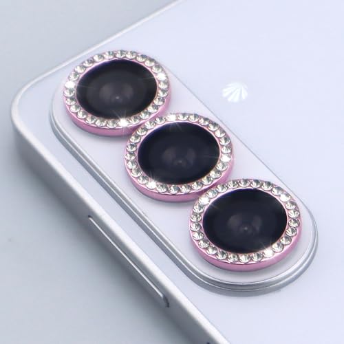 for Samsung Galaxy S26 / S26 Plus Camera Lens Protector, Bling Diamond Metal Ring Tempered Glass Lens Cover, Sparkly Rhinestone Accessories (Pink) - color: Pink