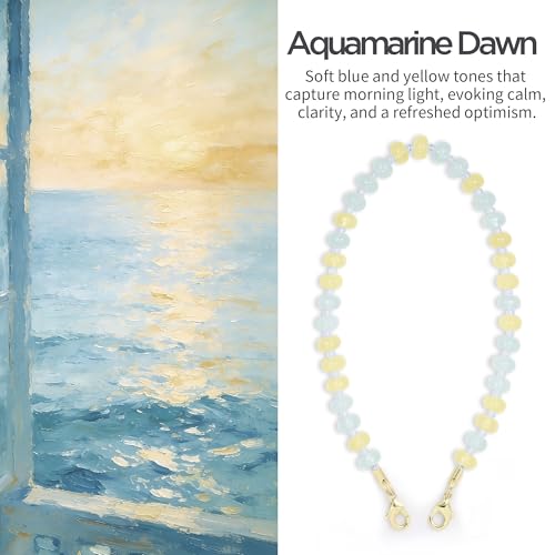 POSADINA Natural Stone Phone Charm, Beaded Healing Phone Wrist Strap, Handmade Cellphone Chain Lanyard with Tether Tab - color: Aquamarine Dawn