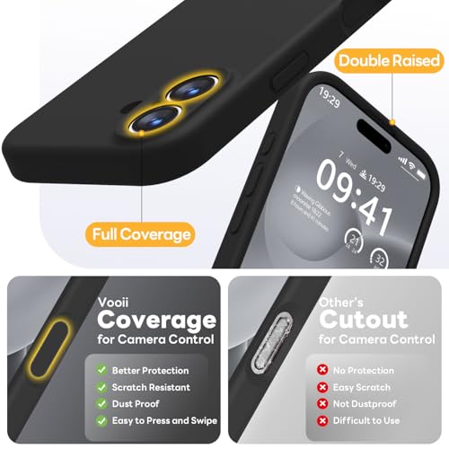 Vooii Magnetic for iPhone 17 Case, Compatible with Magsafe (Premium Liquid Silicone) (Integrated Camera Control Button) Full Body Protective Anti-Scratch Microfiber Lining 6.3", Black - color: Black, size: iPhone 17