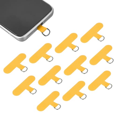 uxcell 12pcs Phone Tether Tab, Universal Phone Lanyard Patch T Shape Cell Phones Strap Replacement Part for Most Smartphone Cases, Yellow - color: Yellow