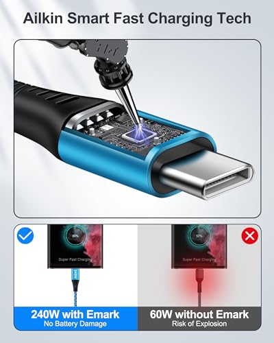 USB C to USB C Cable, 240W USB C Cable Fast Charging 6FT, PD 5A USB C Cable - color: Blue, Purple-240W Cable