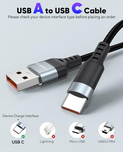 15ft USB C Cable Fast Charging 23W, Extra Long USB A to USB-C Charger Cord - size: 15 Feet