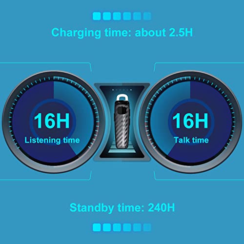 Bluetooth Headset, CVC8.0 Handsfree Bluetooth Earpiece, 16 Hrs Talk Time Noise Cancelling Single Ear Wireless Headset for Office Driving, Compatible with iPhone ＆ Android Samsung Cellphone