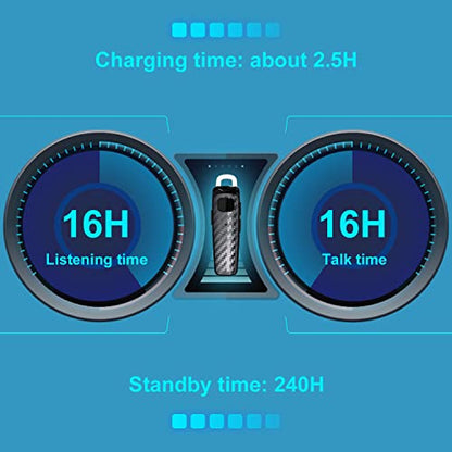 Bluetooth Headset, CVC8.0 Handsfree Bluetooth Earpiece, 16 Hrs Talk Time Noise Cancelling Single Ear Wireless Headset for Office Driving, Compatible with iPhone ＆ Android Samsung Cellphone