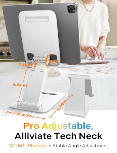 LISEN for iPad Stand Adjustable Tablet Holder Desk, iPad Accessories White - color: White