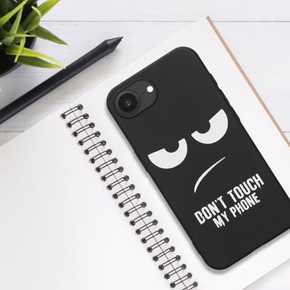 kwmobile TPU Silicone Case Compatible with Apple iPhone 17e / iPhone 16e - Case Soft Cover - Don't Touch My Phone White/Black - size: iPhone 17e / iPhone 16e