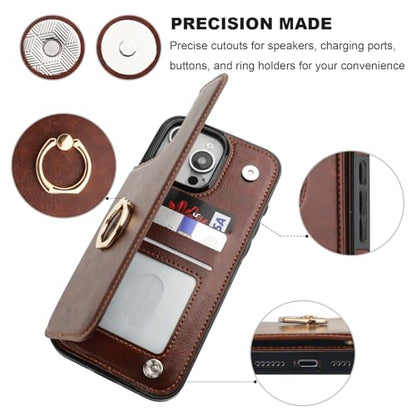 ONETOP for iPhone 16 Pro Max Wallet Case with Credit Card Holder,Brown - color: Brown