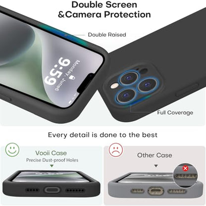 Vooii Compatible with iPhone 13 Pro Case, Liquid Silicone Upgrade [Camera Protection] [Soft Anti-Scratch Microfiber Lining] Shockproof Phone Case for iPhone 13 Pro 6.1 inch - Black - color: Black, size: iPhone 13 Pro