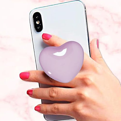 Cute Purple Heart-Shaped Expanding Phone Grip - 3D Crystal Collapsible Phone Mount Holder Stand for Girls Women, Lovely Phone Charm and Accessories，Finger Snap Grip Holder for iPhone, iPad, Kindle