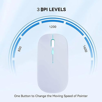 WREANU Wireless Bluetooth Mouse, Rechargeable Laptop Mice,White - color: White Wireless Bluetooth Mouse