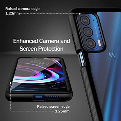 Compatible with Motorola Edge 5G UW Case, Built in Screen Protector Full Body Shockproof Slim Fit Bumper Protective Phone Cover for Edge 2021-Black/Clear - size: Moto Edge 5G UW 2021