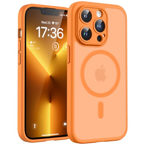 TOCOL for iPhone 13 Pro Max Case, Compatible with Magsafe Charger, Full Camera Protection, Translucent Matte for iPhone 13 Pro Max iPhone Case 6.7 inch (Orange) - color: Orange, size: Iphone 13 Pro Max