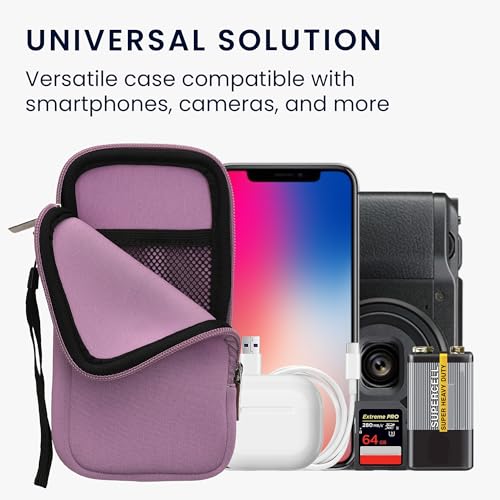 kwmobile Universal Phone Pouch Size XL - 6.7/6.8" - Neoprene Smartphone Pouch with Zip - Water-Repellent Mobile Phone Case - Sleeve in Lavender - color: lavender, size: XL - 6.7/6.8"