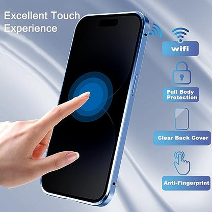 Magnetic Titanium for iPhone 15 Privacy Screen Case Full Body Cover - color: Black Titanium, size: iPhone 15