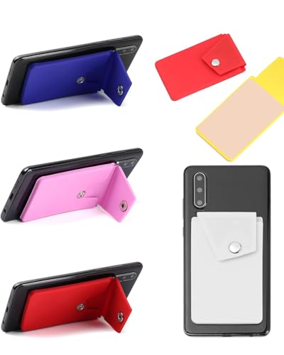 3Pc Silicone Card Holder for Phone Case, Stick On Wallet for iPhone - color: Snap 3PC-Black+White+Grey