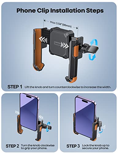 Lamicall Motorcycle Bike Phone Mount, 1s Lock Bike Phone Holder - color: Orange
