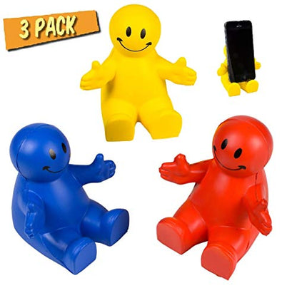 Cute Smile Face Phone Holder 3 Pack - Squeezable Stress Relief Desk Toy - style: 3 Pack