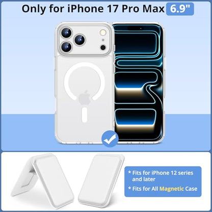 for iPhone 17 Pro Max Case w/Detachable MagSafe Wallet-White | RFID Blocking Card Holder&Kickstand, Military-Grade Drop & Raised Camera Protection for Travel & Commute - color: White