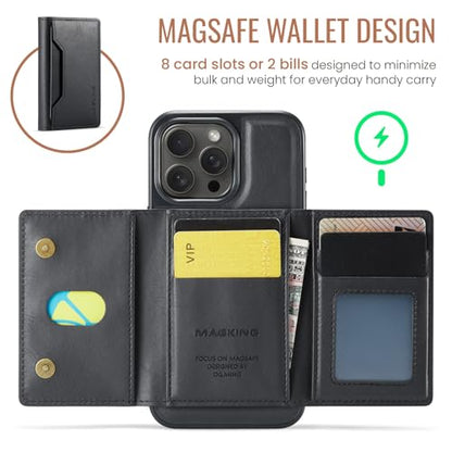 K2 2 in 1 Detachable Magnetic Phone Cases Compatible with iPhone 16 Pro Max Case with Card Holder RFID Blocking, Compatible with Magsafe Wallet, Leather 6.9'' (Black, iPhone 15 Pro Max) - color: Black, size: iPhone 15 Pro Max