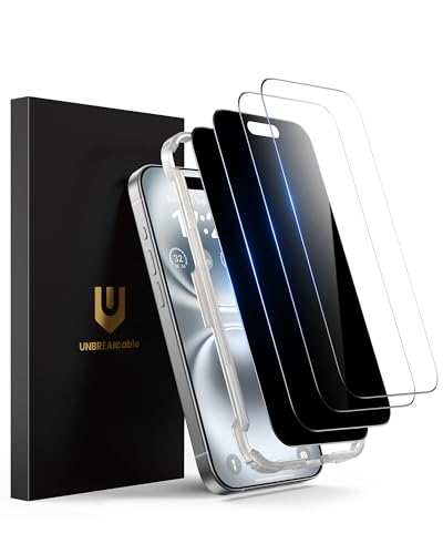 UNBREAKcable 4PCS Screen Protector for iPhone 16 Plus - 2 Privacy Tempered Glass+ 2 Clear Glass Double Shatterproof [Installation Frame] [9H Hardness] [Case Friendly] Anti-Scratch iPhone 6.7 inch - size: iPhone 16 Plus
