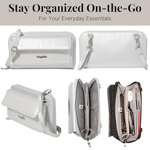 Baggallini Rfid Phone Wallet Crossbody - color: Silver Metallic