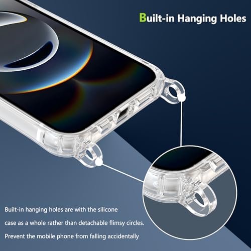 Magnetic Case for iPhone 16E/iPhone 17E 6.1" Clear Crossbody Case with Adjustable Shoulder Neck Lanyard Strap,Compatible with Magsafe,Soft Slim Bumper Shockproof Protective Phone Cover-Black - color: Black, size: iPhone 16E/iPhone 17E