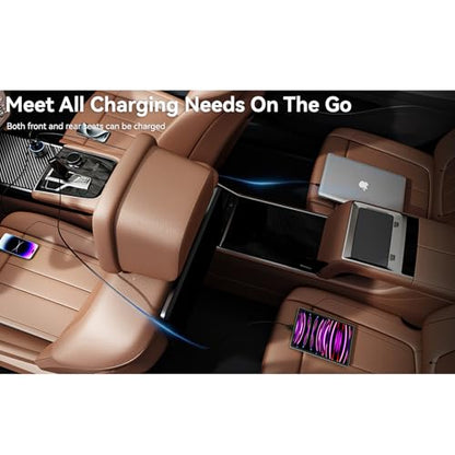 4-Port USB C Car Charger Fast Charging, 78W Metal Car Phone Charger - color: Grey-1Pc