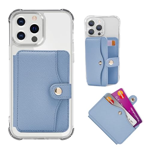 Wallet for Men,Phone Wallet Stick on for Cases, Adhesive Credit Card Holder - color: Sky Blue