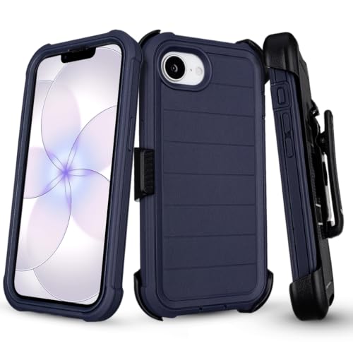 Defender Case for iPhone 17e Phone Case Belt Clip Kickstand Blue | Shockproof iPhone 17 e Case Heavy Duty Rugged, 2 Layers of Sturdy for iPhone Case 17e,for Protective iPhone 17e Cover Black - color: Navy Blue