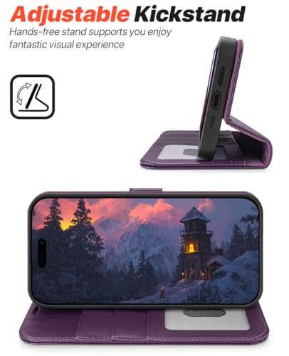 OCASE for iPhone 17 Detachable Wallet Case with Card Holder, 2 in 1 PU Leather Flip Folio with RFID Blocking Stand Wrist Strap Shockproof Phone Cover 6.3 Inch 2025, Dark Purple - color: Dark Purple, size: iPhone 17