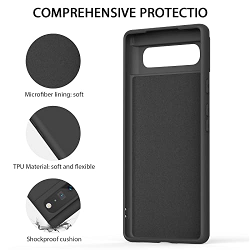 Silicone Phone Case Compatible with Google Pixel 6, Soft Protective Smart Phone Case for Women Men, Durable Anti-Scratch Shockproof Phone Cover Black - color: Black