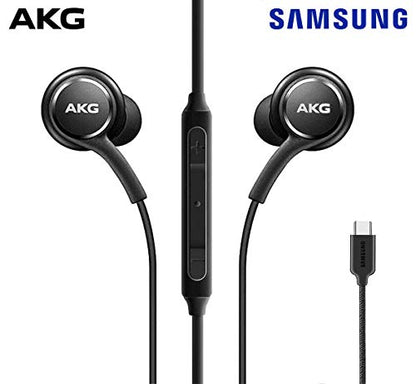 AKG Wired In-Ear Earbuds with Mic USB-C Earbuds with Braided Cable Compatible with Samsung Galaxy S24 Ultra, S24+, S23, S22, S21, S10, S10E & iPhone 15 Series