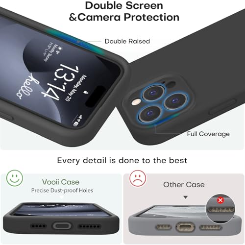 Vooii Compatible with iPhone 16 Pro Case, Liquid Silicone Upgrade [Camera Protection] [Soft Anti-Scratch Microfiber Lining] Shockproof Phone Case for iPhone 16 Pro 6.3 inch - Black - color: Black, size: iPhone 16 Pro