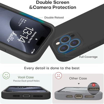 Vooii Compatible with iPhone 16 Pro Max Case, Liquid Silicone Upgrade [Camera Protection] [Soft Anti-Scratch Microfiber Lining] Shockproof Phone Case for iPhone 16 Pro Max 6.9 inch - Black - color: Black, size: iPhone 16 Pro Max