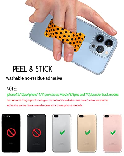 Phone Grip Holder for Hand, Universal Finger Strap Phone Holder, Finger Selfie Grip Compatible with Most Smartphones (Black Polka Dots) -2Pack - color: Black Polka dots
