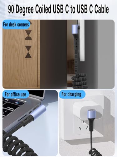 YACSEJAO 90 Degree Coiled USB C to USB C Braided Charging Cable - style: Side to Right Angle