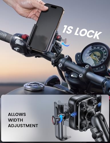Lamicall Motorcycle Phone Mount Holder - [All Metal] [Anti Shake] - color: Black