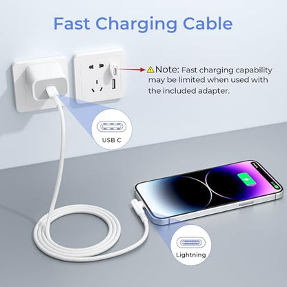 Basesailor i Pad 8th 9th Generation Charger Cable Right Angle 3.3FT - color: White, size: 3.3FT/1M